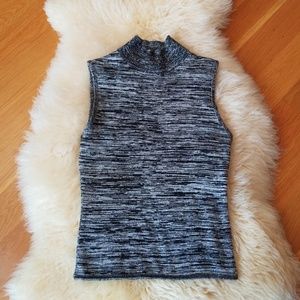 Black and Silver metallic mock neck top